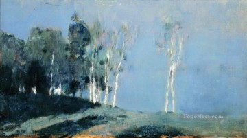 150の主題の芸術作品 Painting - 月明かりの夜 1899 アイザック レヴィタン 森の木々の風景